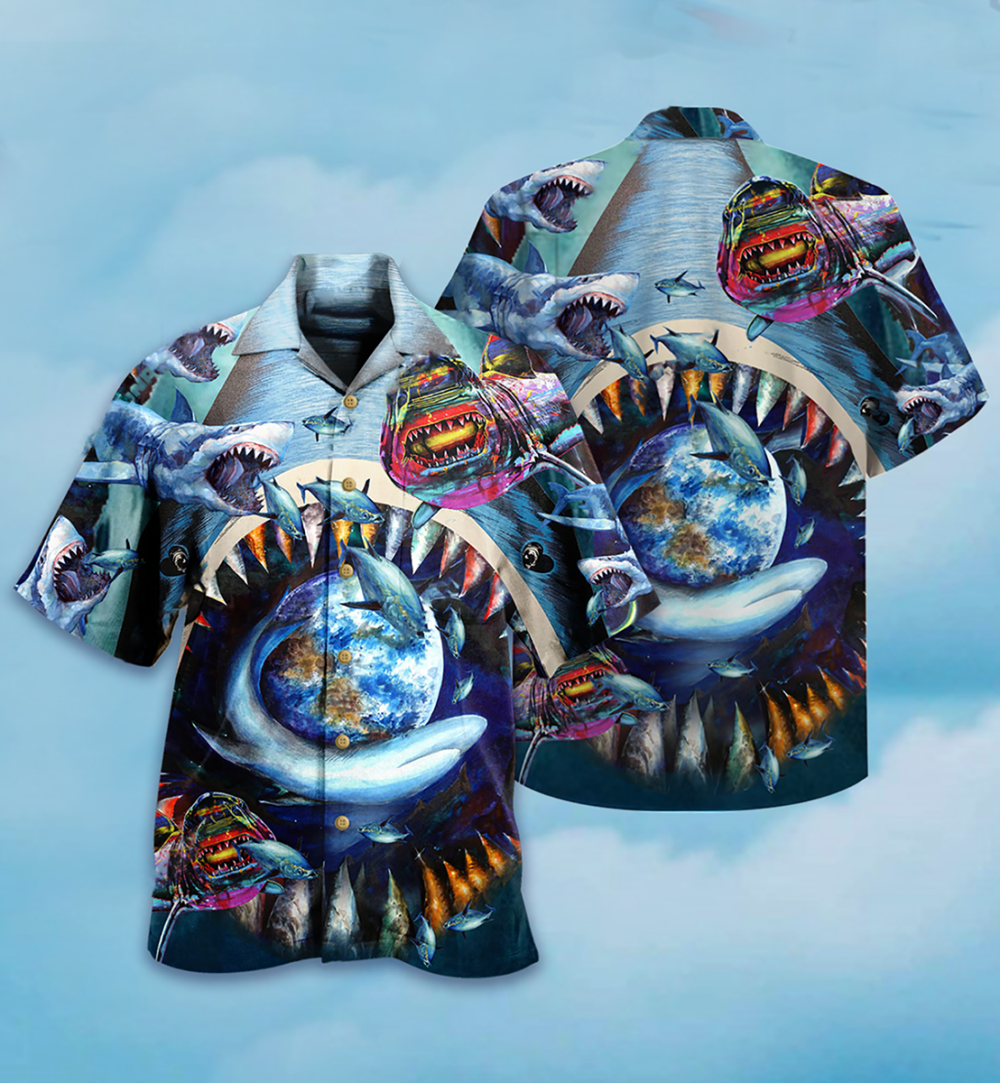 Shark Love Earth - Hawaiian Shirt - Owl Ohh - Owl Ohh