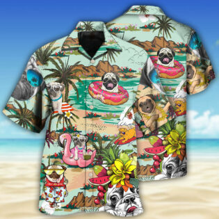 Bulldog Dog Loves Beach Loves Hawaii - Hawaiian Shirt - Owl Ohh - Owl Ohh