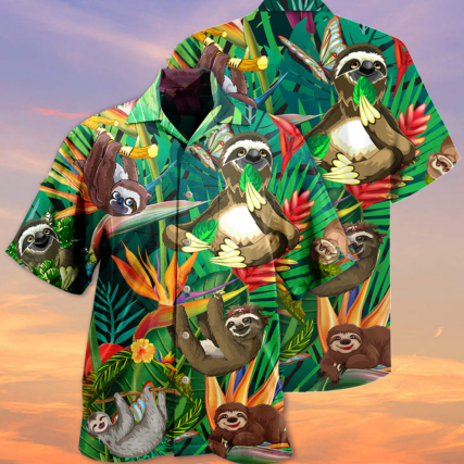 Sloth Happiness All Day - Hawaiian Shirt - Owl Ohh - Owl Ohh