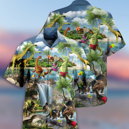 Dinosaur Love Swimming Love Beach Love Summer - Hawaiian Shirt - Owl Ohh - Owl Ohh