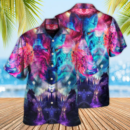 Wolf Colorful Loves Over Night - Hawaiian Shirt - Owl Ohh - Owl Ohh