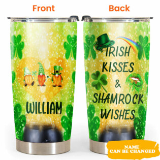ST Patrick's Day Love Irish Kisses And Shamrock Wishes Personalized - Tumbler - Personalized Photo Gifts - Owl Ohh