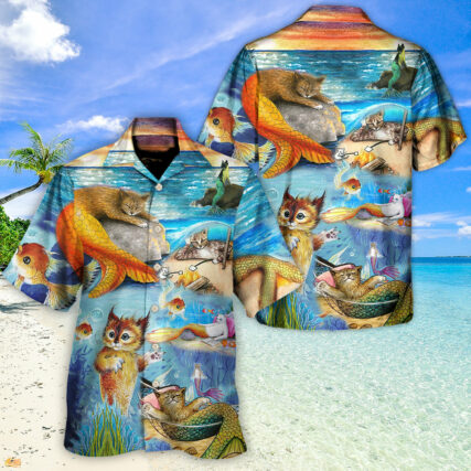 Cat Mermaid Off Sleeping - Hawaiian Shirt - Owl Ohh-Owl Ohh