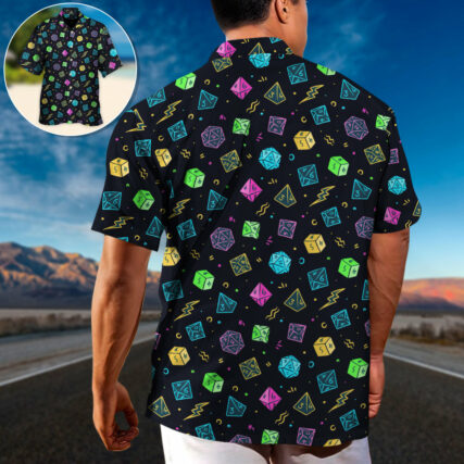 DnD Dice Retro Design - Hawaiian Shirt - Owl Ohh-Owl Ohh