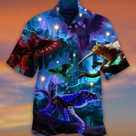 Cat Fly Love Dark - Hawaiian Shirt - Owl Ohh - Owl Ohh