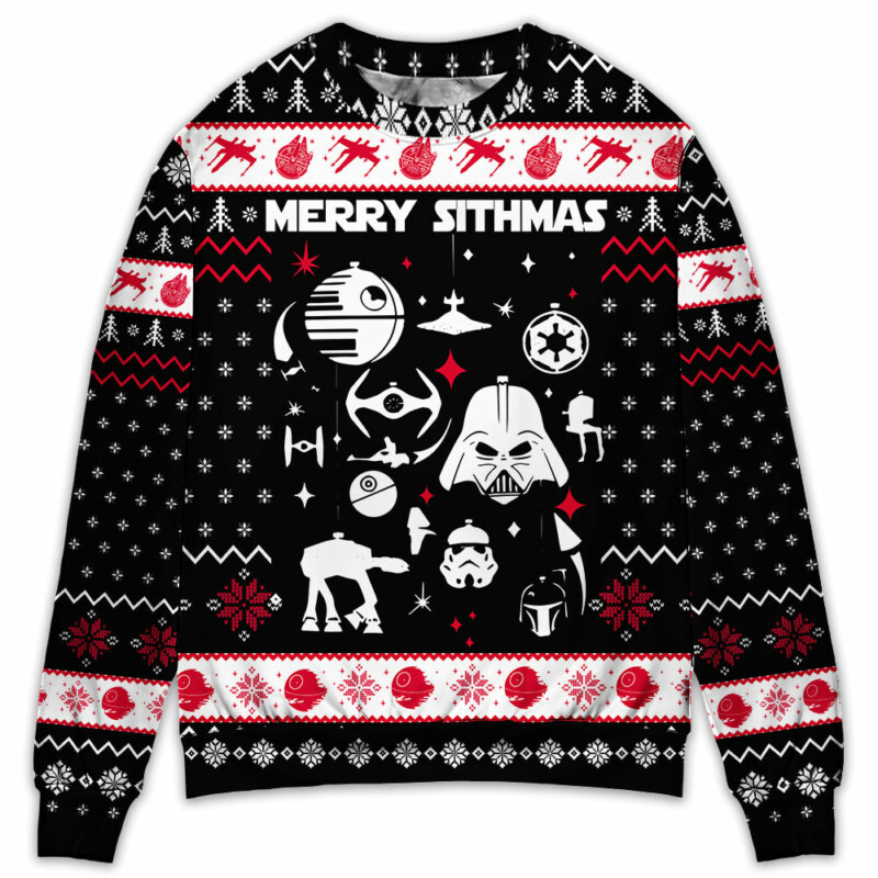 Christmas Star Wars Merry Sithmas Darth Vader Red And White - Sweater - Ugly Christmas Sweaters - Owl Ohh-Owl Ohh