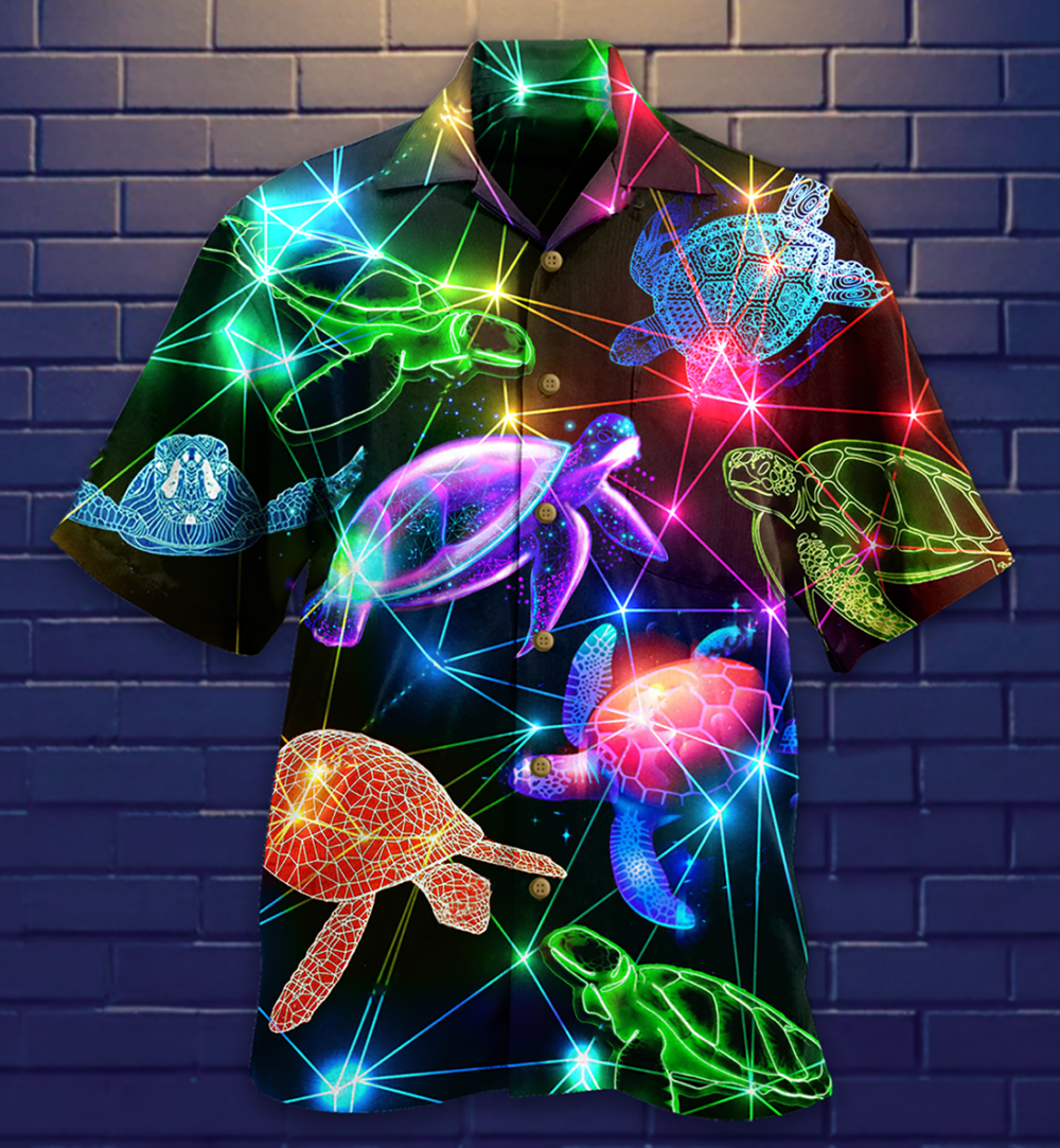Turtle Fullcolor Neon Style Loves Ocean - Hawaiian Shirt - Owl Ohh - Owl Ohh