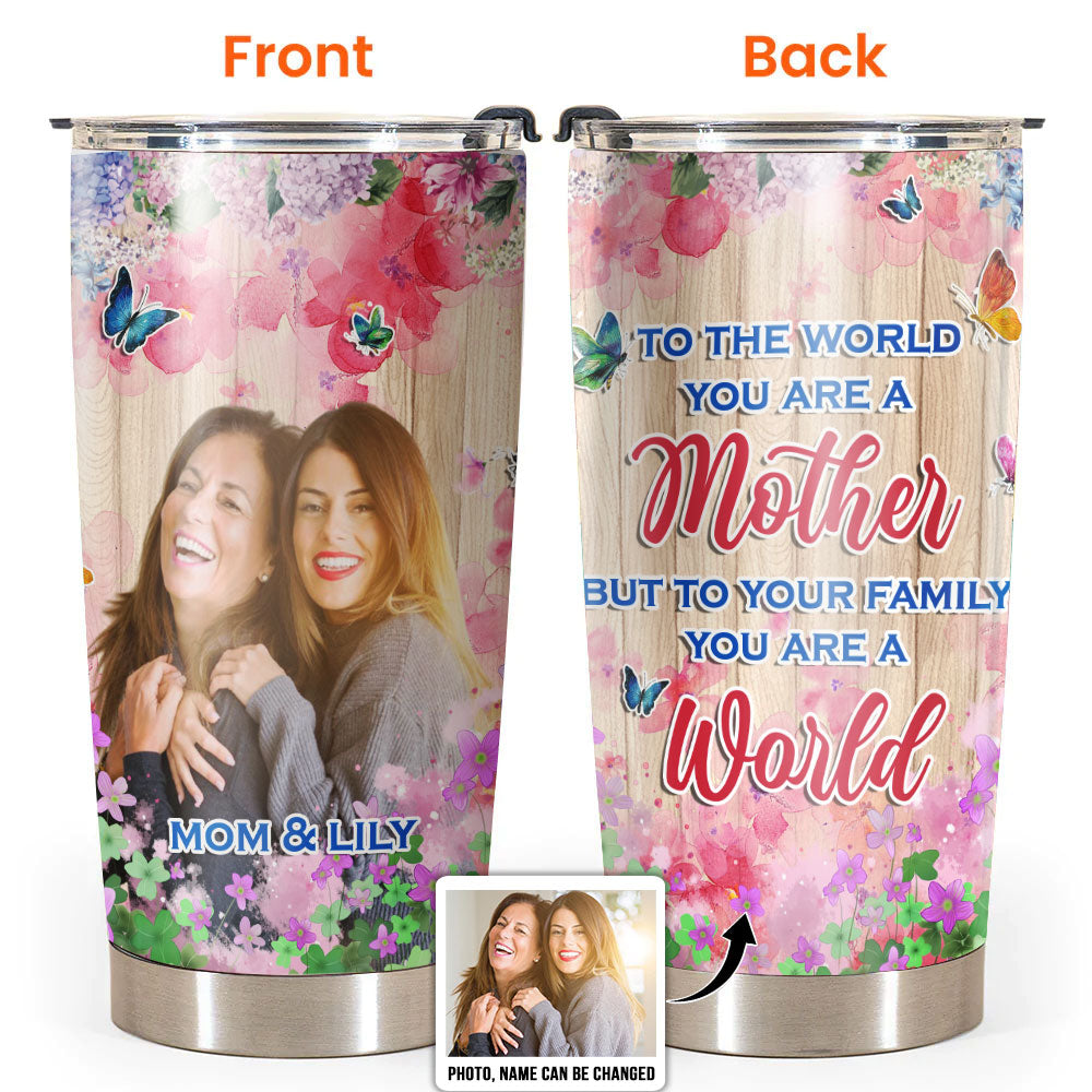 Mother's Day I Love You Flower And Butterflies Vintage Vibe Custom Photo Personalized - Tumbler - Personalized Photo Gifts-Owl Ohh
