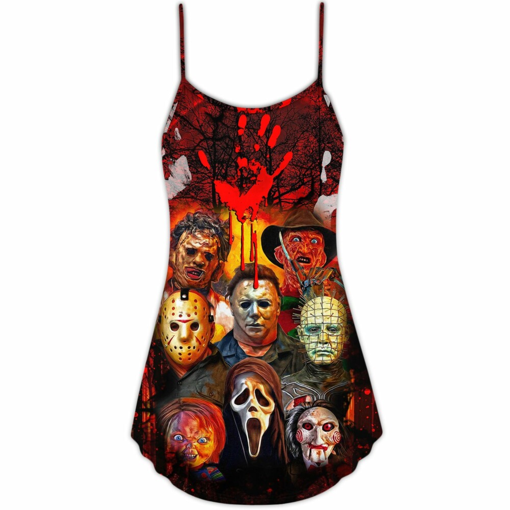 Halloween Horror Movie Characters Blood Scary - V-neck Sleeveless Cami Dress - Owl Ohh - Owl Ohh