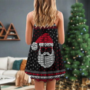 Christmas Santa Claus Retro Viking Pattern - V-neck Sleeveless Cami Dress - Owl Ohh - Owl Ohh