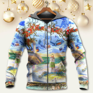 Lighthouse Christmas Santa Through The Storm - Hoodie - Owl Ohh - Owl Ohh