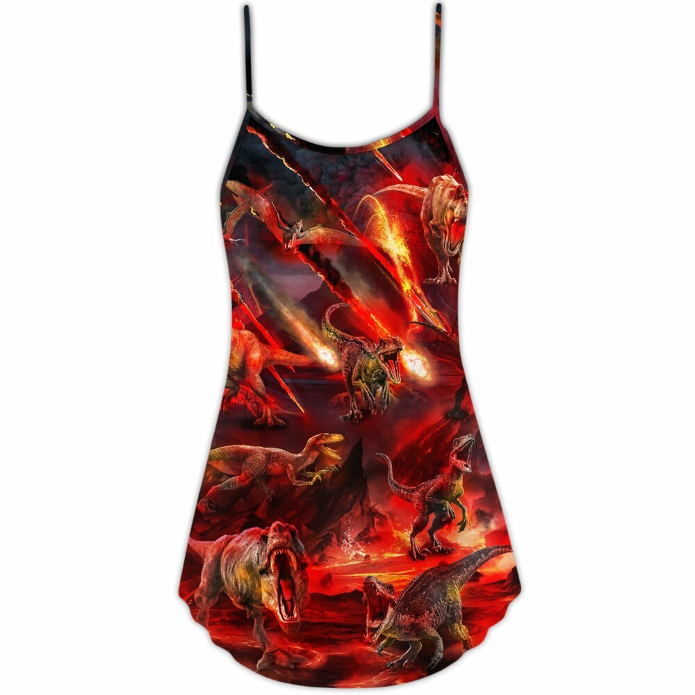 Dinosaur Meteorite Cool Style - V-neck Sleeveless Cami Dress - Owl Ohh - Owl Ohh