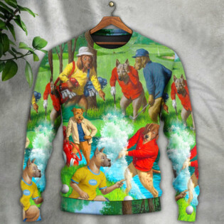 Golf Dog Cool Lover Golf Art Style - Sweater - Ugly Christmas Sweaters - Owl Ohh - Owl Ohh