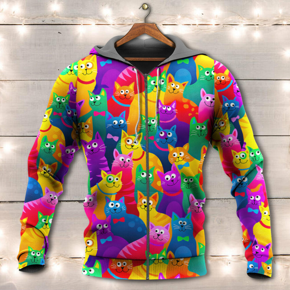 Cats Funny Colorful Style - Hoodie - Owl Ohh - Owl Ohh