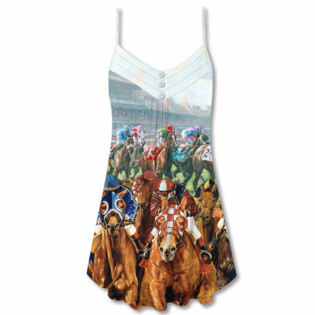 Horse Racing Wild Power - V-neck Sleeveless Cami Dress - Owl Ohh - Owl Ohh