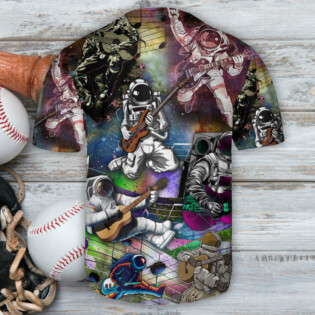 Guitar Galaxy Funny Astronaut Music Lover - Baseball Jersey - Owl Ohh - Owl Ohh