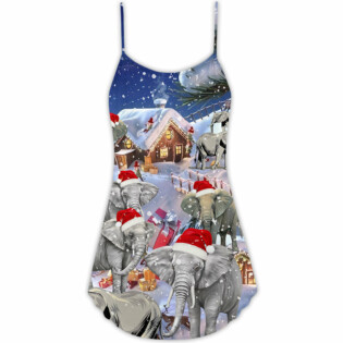 Christmas Elephant Happy Town - V-neck Sleeveless Cami Dress - Owl Ohh - Owl Ohh