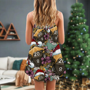Christmas Honey Bee Dice D20 Christmas Vibe - V-neck Sleeveless Cami Dress - Owl Ohh - Owl Ohh