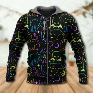 Cat Neon Colorful Playing With Kitten Magical - Hoodie - Owl Ohh - Owl Ohh
