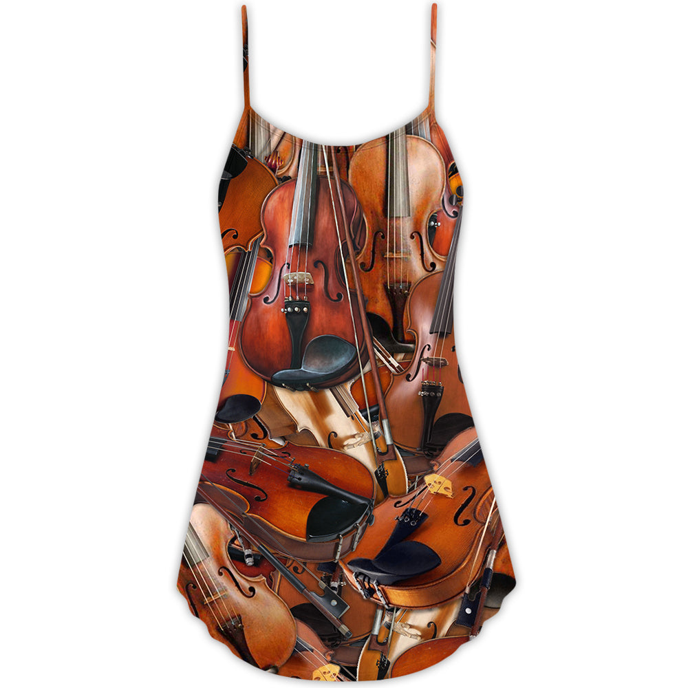 Violin The Instrument For Intelligent People - V-neck Sleeveless Cami Dress - Owl Ohh - Owl Ohh