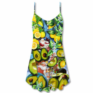 Avocado Xmas Santa Merry Christmas Snow - V-neck Sleeveless Cami Dress - Owl Ohh - Owl Ohh