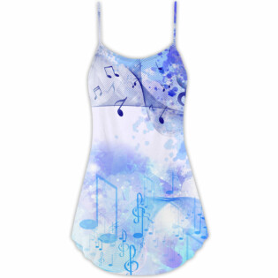 Music Watercolor Music Notes - V-neck Sleeveless Cami Dress - Owl Ohh - Owl Ohh