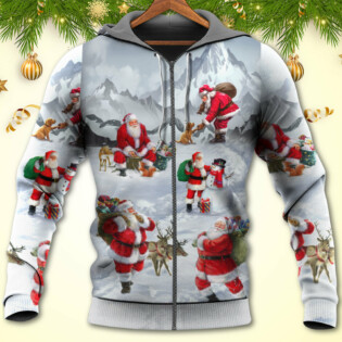 Christmas Santa Claus In The Snow Mountain Art Style - Hoodie - Owl Ohh - Owl Ohh