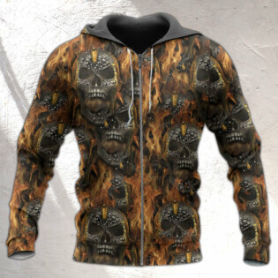 Skull Bullet Head Shot Fire - Hoodie - Owl Ohh - Owl Ohh
