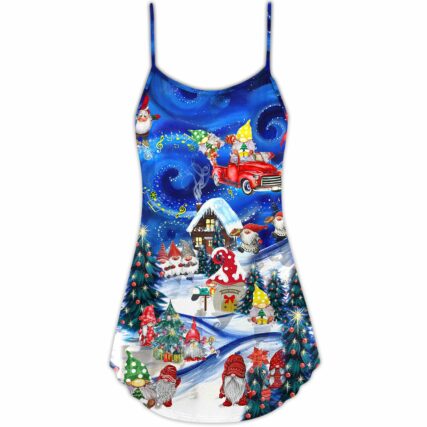 Christmas Hanging With My Gnomies - V-neck Sleeveless Cami Dress - Owl Ohh - Owl Ohh