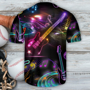 Guitar Neon Music Lover - Baseball Jersey - Owl Ohh - Owl Ohh