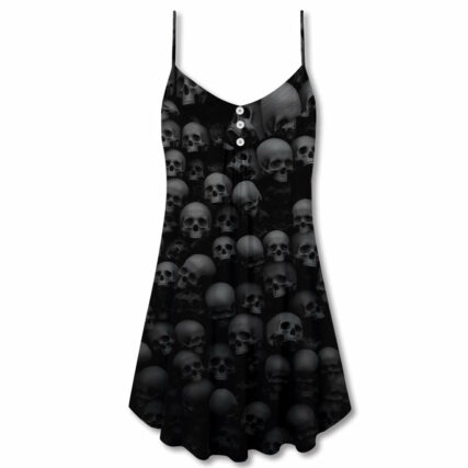 Skull Let Them Go To Hell - V-neck Sleeveless Cami Dress - Owl Ohh - Owl Ohh