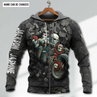 Motorcycle Couple Skull She Keeps Me Wild Personalized - Hoodie - Owl Ohh - Owl Ohh