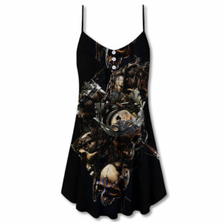 Skull Only In Their Death Can A King Live Forever - V-neck Sleeveless Cami Dress - Owl Ohh - Owl Ohh