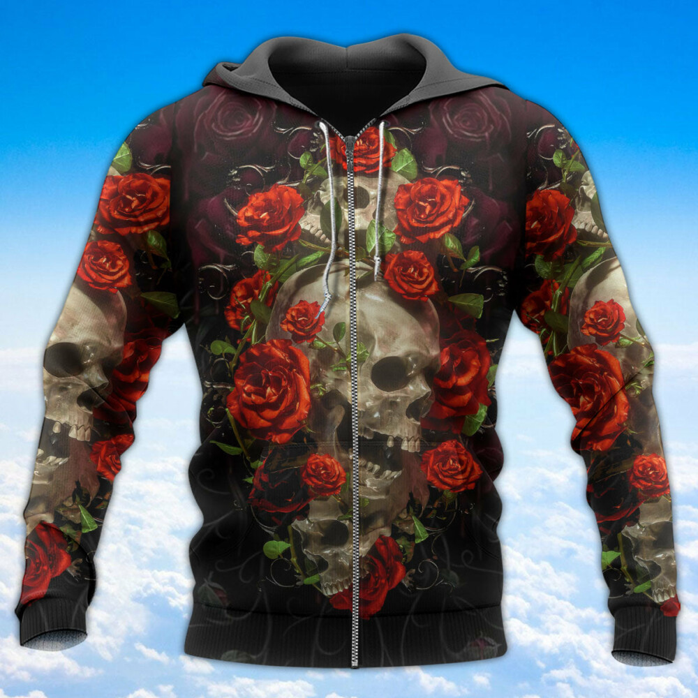 Skull And Roses Art - Hoodie - Owl Ohh - Owl Ohh