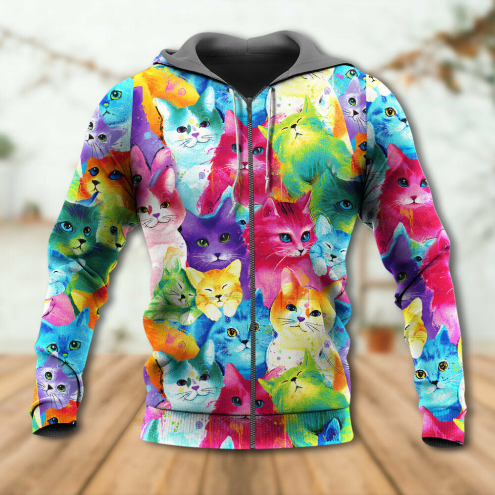 Cat Colorful Little Cute Kitten Happy Life - Hoodie - Owl Ohh - Owl Ohh