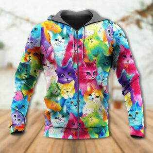Cat Colorful Little Cute Kitten Happy Life - Hoodie - Owl Ohh - Owl Ohh