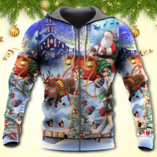 Christmas Rudolph Santa Claus Reindeer Gift Light Art Style - Hoodie - Owl Ohh - Owl Ohh