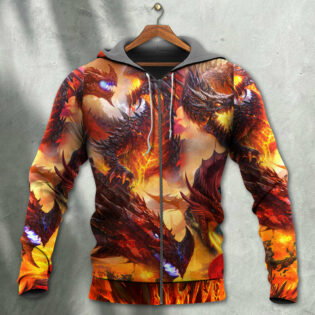 Dragon Red Skull Fire Art Style - Hoodie - Owl Ohh - Owl Ohh