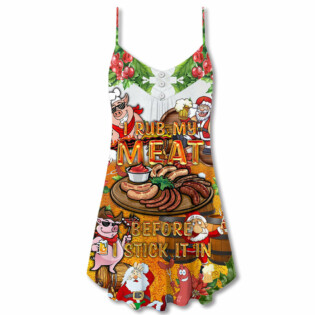 Food I Rub My Meat Christmas - V-neck Sleeveless Cami Dress - Owl Ohh - Owl Ohh