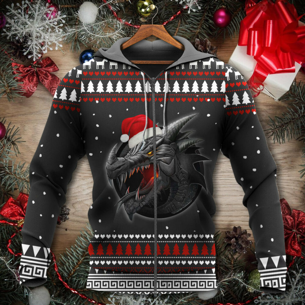 Christmas Dragon Merry Christmas Stronger With Santa Hat - Hoodie - Owl Ohh - Owl Ohh