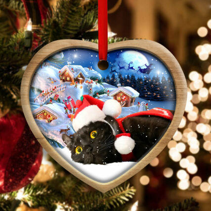 Christmas Black Cat Happy Xmas Light Decor Tree Hanging - Heart Ornament - Owl Ohh - Owl Ohh