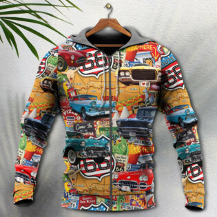 Car Vintage Route 66 Road - Hoodie - Owl Ohh - Owl Ohh