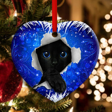 Christmas Black Cat Xmas Decor Tree Hanging - Heart Ornament - Owl Ohh - Owl Ohh