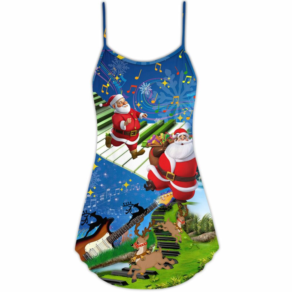 Christmas Jumping On Musical Instrument - V-neck Sleeveless Cami Dress - Owl Ohh - Owl Ohh