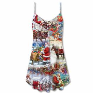 Christmas Snow Santa Be Claus - V-neck Sleeveless Cami Dress - Owl Ohh - Owl Ohh