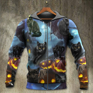 Halloween Black Cat Dark Night Style - Hoodie - Owl Ohh - Owl Ohh