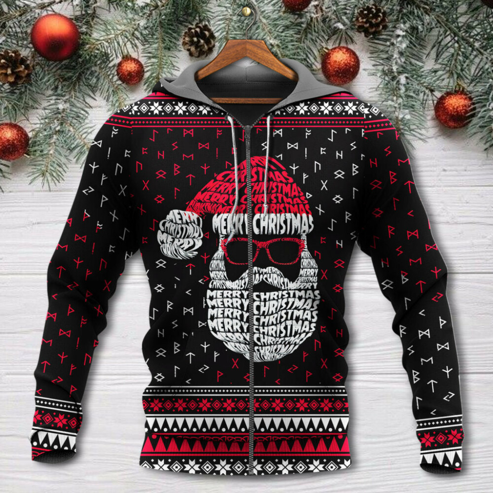 Christmas Santa Claus Retro Viking Pattern - Hoodie - Owl Ohh - Owl Ohh
