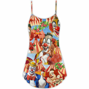 Clown Happy Snow Christmas Flowers - V-neck Sleeveless Cami Dress - Owl Ohh - Owl Ohh