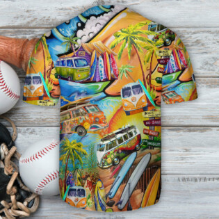 Hippie Bus Hippie Beach Vibe - Baseball Jersey - Owl Ohh - Owl Ohh