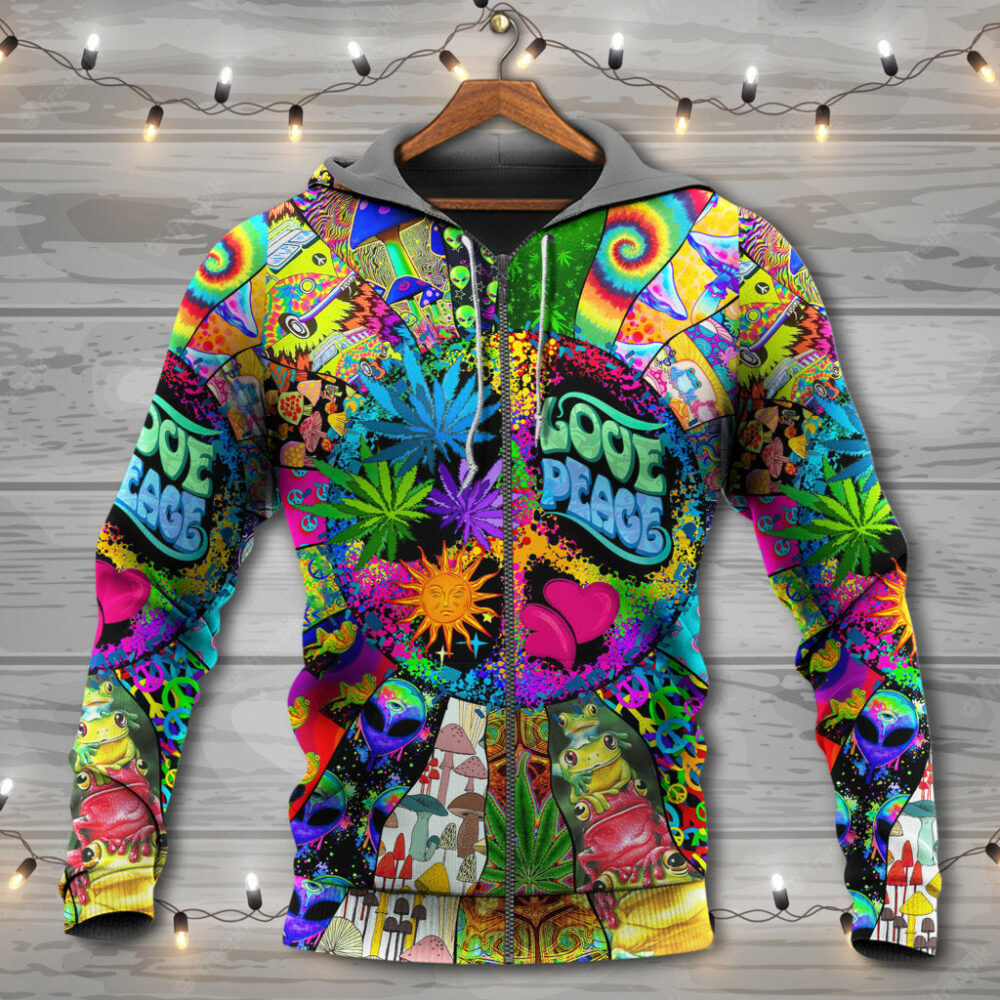Hippie Alien Frogs Love Peace - Hoodie - Owl Ohh - Owl Ohh